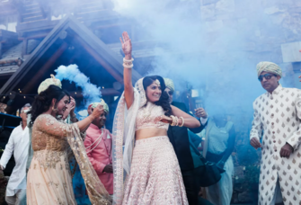 Baraat During Indian Wedding With Blue Smoke Bomb