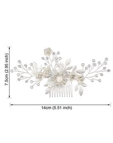 AW Bridal AW BRIDAL Wedding Hair Comb Ivory Flower Bridal Headpiece Hair Clip Wedding Hair Accessories for Brides (Silver) Silver Pins, Combs + Clip