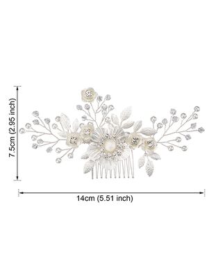 AW Bridal AW BRIDAL Wedding Hair Comb Ivory Flower Bridal Headpiece Hair Clip Wedding Hair Accessories for Brides (Silver) Silver Pins, Combs + Clip