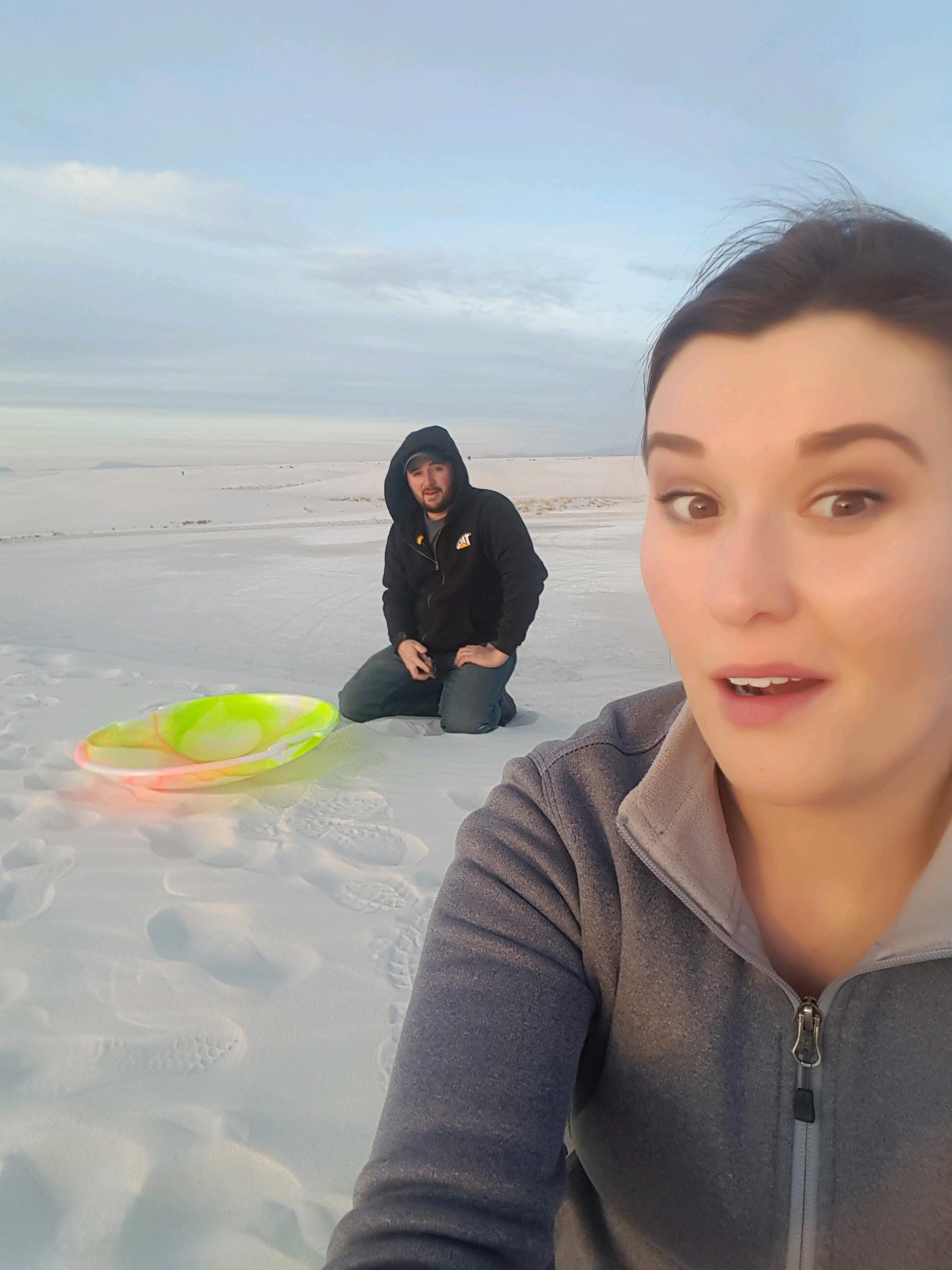 Dune sledding - White Sands National Park, NM.