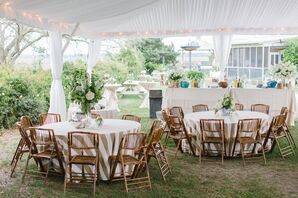 Neutral-Tented Casual Reception With String Lights