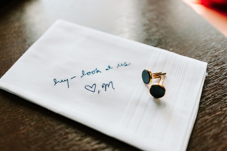 Custom Monogrammed Handkerchief for the Groom With Classic Cufflinks