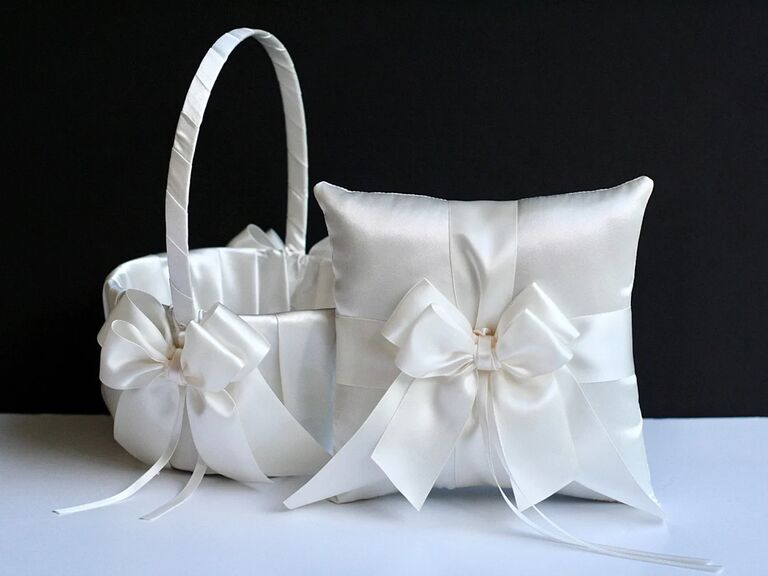 Matching Ring Bearer Pillow and  Flower Girl Basket from AlexEmotions on Etsy