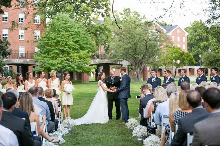 “The color palette were all natural colors, really bringing the colors of nature and the outdoors into the wedding,” says the couple.