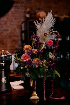 Vibrant and Moody Floral Arrangement for New York Wedding