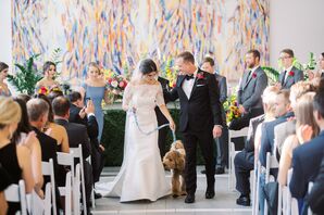 Bride and Groom With Pet During Procession