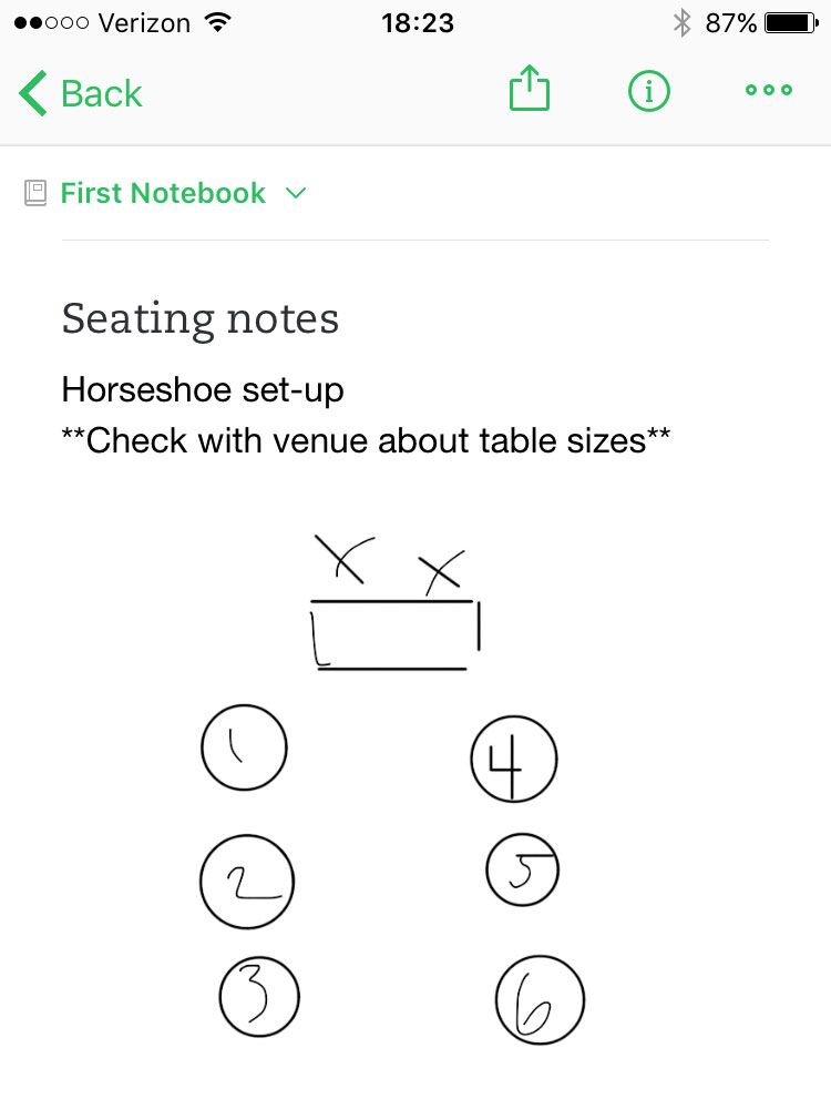 Evernote wedding app screenshot