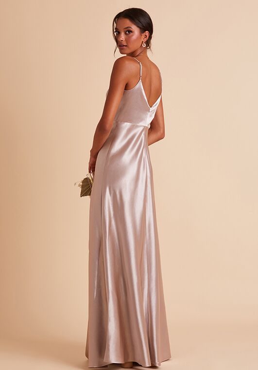 Birdy Grey Jay Satin Dress in Taupe V-Neck Bridesmaid Dress - 3