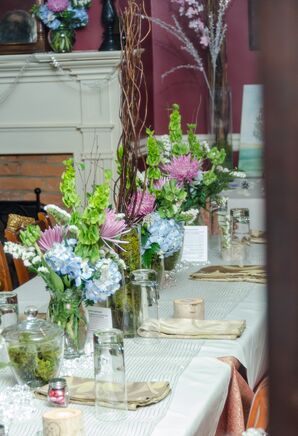 Purple, Blue and Green Centerpieces