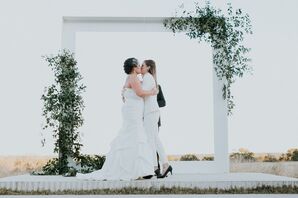 Sleek Vine-Covered Metal Wedding Arch