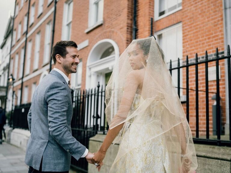 Irish bride with Irish wedding veil