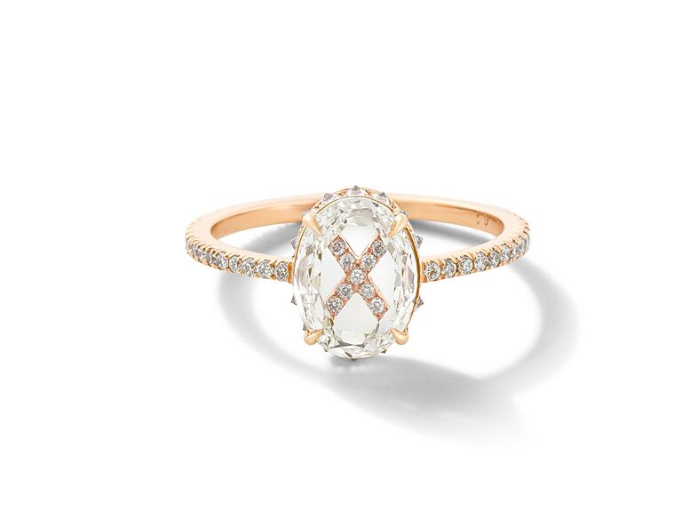 oval diamond engagement ring in x setting