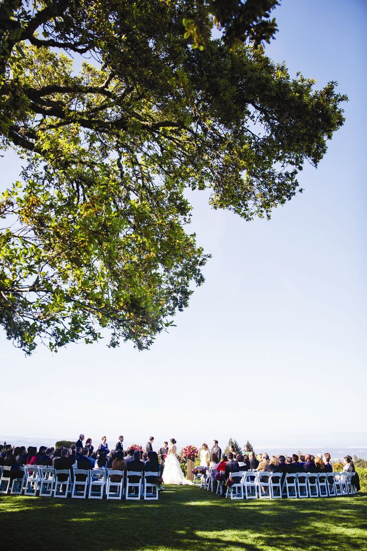 The ceremony was held in the late afternoon on the lawn at Thomas Fogarty Winery.