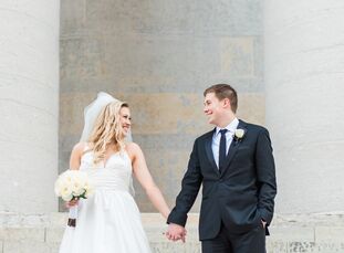 Jenna Miller (27 and an executive assistant) and Jay Heller (28 and a CPA) based their entire wedding theme on the look of their elegant reception spa