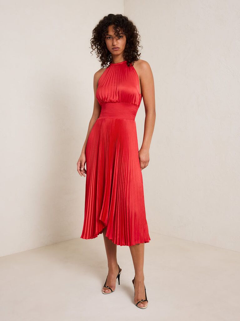 Red pleated midi dress from A.L.C.