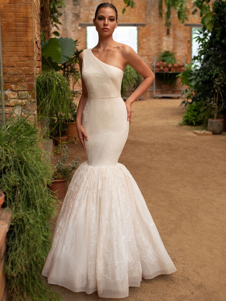Zac Posen for White One mermaid dress with one shoulder