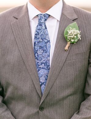 Blue Paisley Groom's Tie