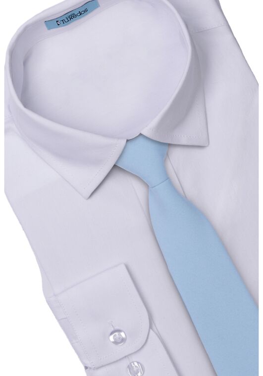 Little Tuxedos "Mason" Kids Sky Blue Suit (5-Piece Set) Flower Girl Dress and Ring Bearer Outfit - 6