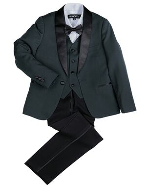 BLACKTIE "London" Kids Hunter Green Tuxedo (5-Piece Set) Flower Girl Dress and Ring Bearer Outfit