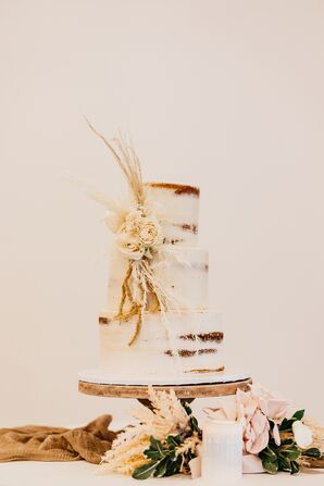 Boho Semi-Naked Cake With Dried Grasses as Decor