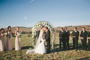 Overflowing White Peonies on Wedding Arch
