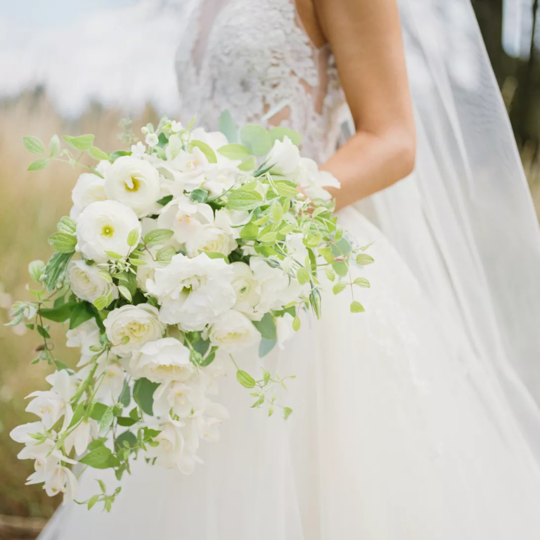 White gardenia wedding bouquet