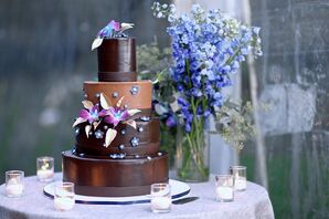 Round, Brown Fondant Wedding Cake