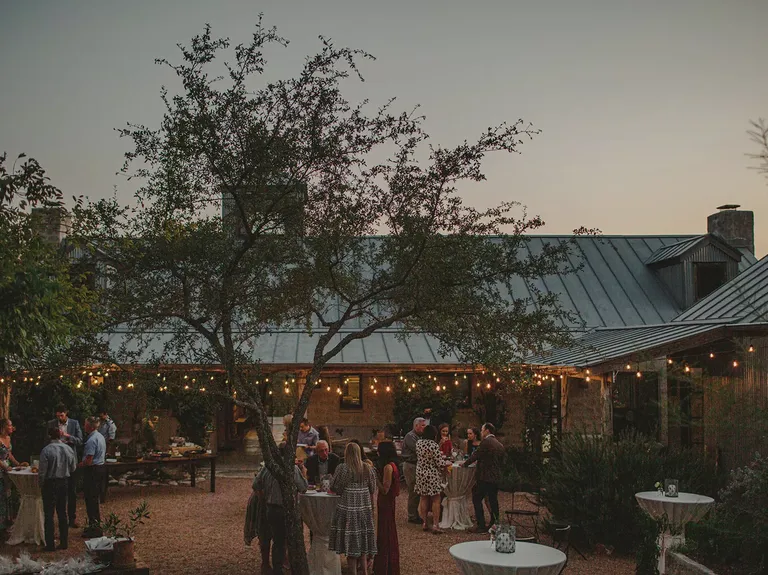 Outdoor reception space at Cactus Moon Lodge small wedding venue in Austin, Texas