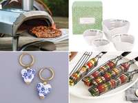 Collage of four 20-year anniversary gift ideas