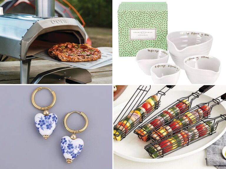 Collage of four 20-year anniversary gift ideas