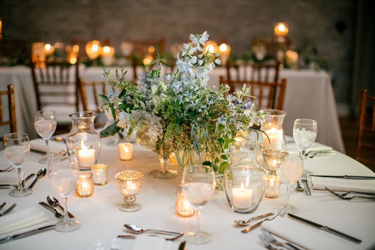 Blue Delphinium and Wildflower Centerpieces