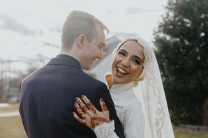 Couples Shares a Hug During Wedding at The Ryland Inn in Whitehouse Station, New Jersey