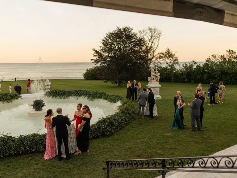Michael Mendieta's wedding guests outside the venue