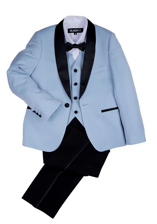 BLACKTIE "London" Kids Powder Bue Tuxedo (5-Piece Set) Flower Girl Dress and Ring Bearer Outfit - 6
