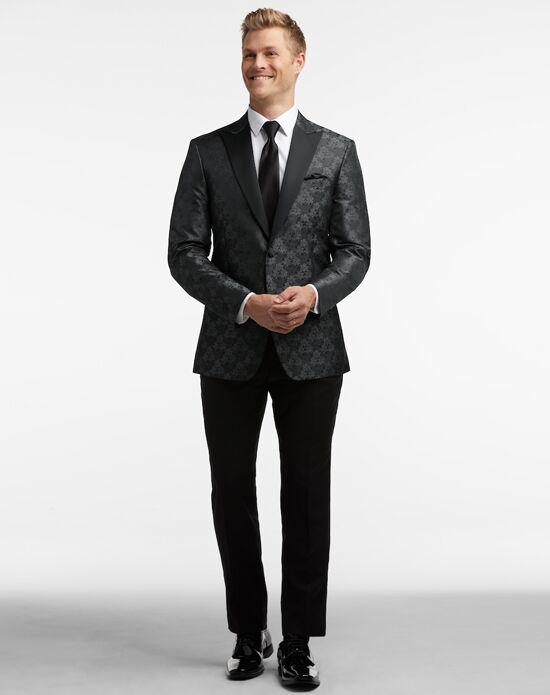 MEN’S WEARHOUSE Egara Charcoal Gray Jacquard Dinner Jacket Tux Tuxedo - 1