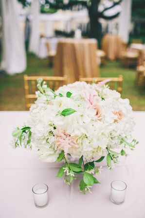 White and Blush Rose, Hydrangea Centerpieces