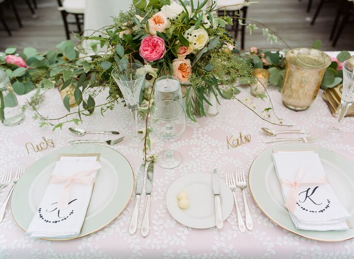 Blush Dining Table with Custom Menus