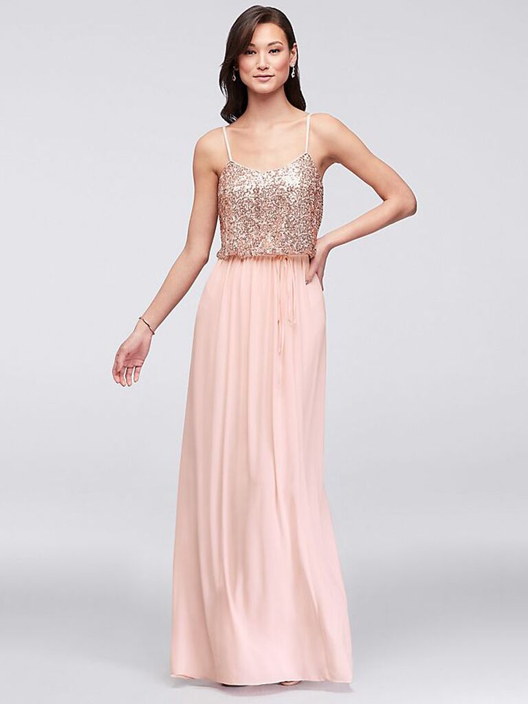 David's Bridal short tank lace dress with V-neckline in Petal