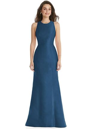 Dessy Group Jewel Neck Bowed Open-Back Trumpet Dress - D823 Bridesmaid Dress