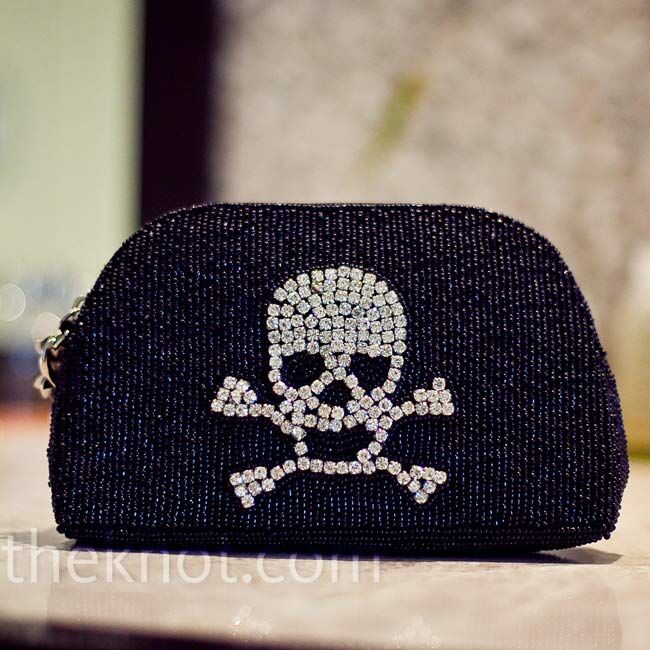 Even Erica's clutch with a rhinestone skull and crossbones fit the theme.