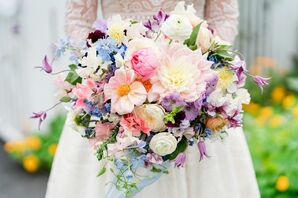 Bright Bouquet of Pink, White, and Purple Flowers