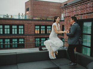To celebrate their love story, which began with a "New Girl"-worthy meet-cute, Julia and Randy welcomed guests to the rooftop of The Line Hotel in Was