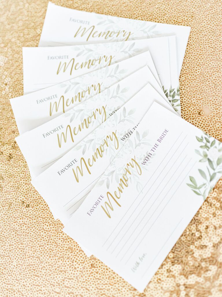 Guest book memory cards at bridal shower