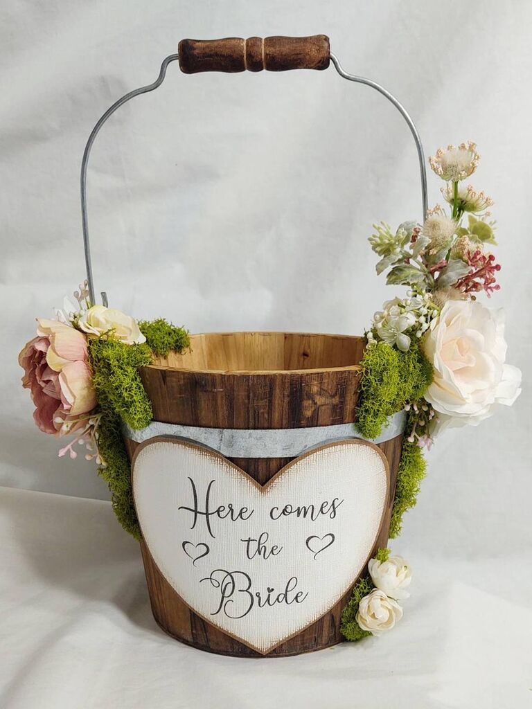 custom wooden flower girl basket