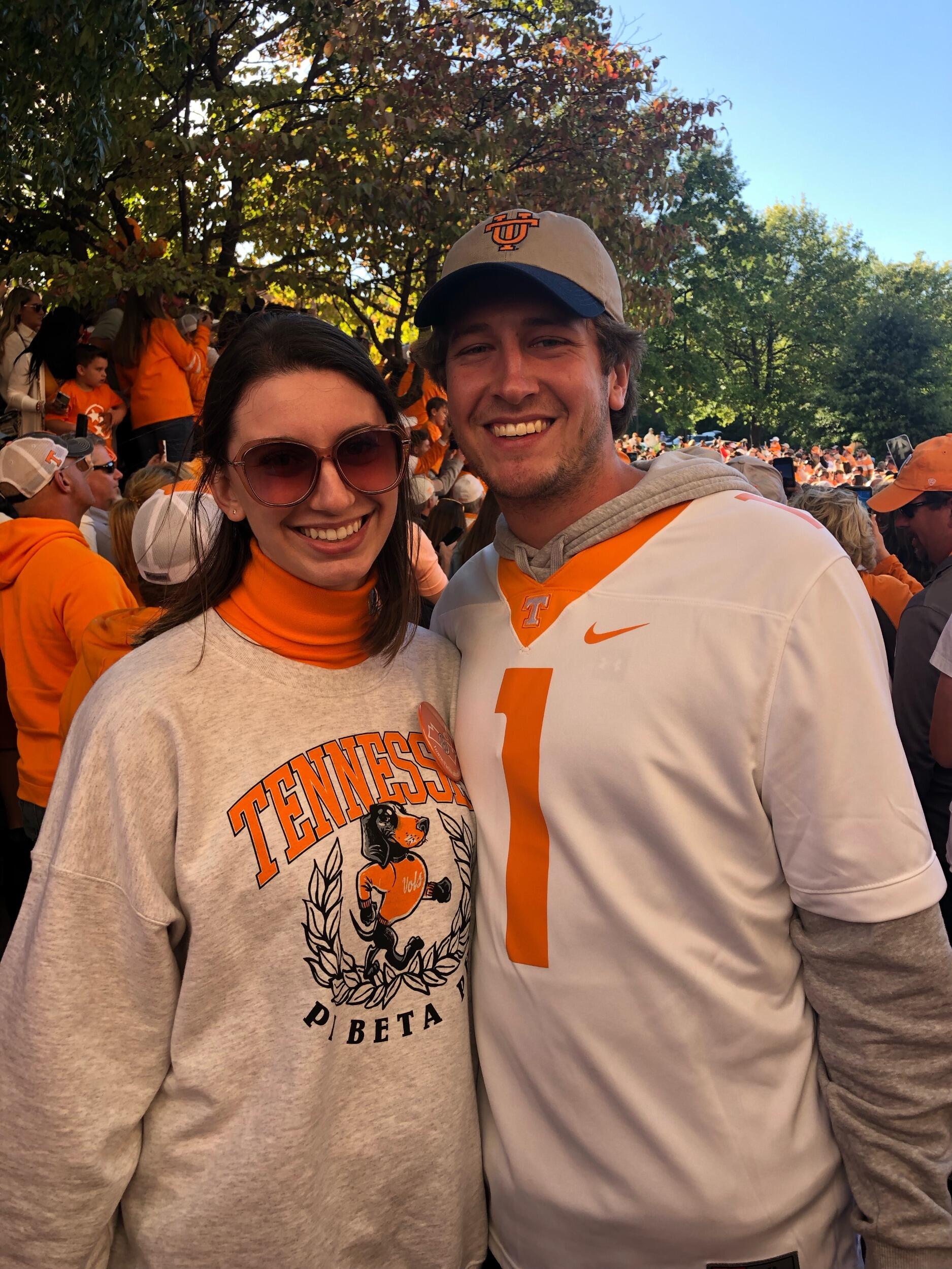 Another Vols football game together! Jack made sure to protect Kelsie's head from the flying mustard bottles!