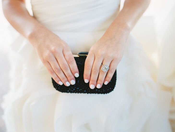 Emerald-Cut Double-Halo Engagement Ring on Chicago Bride