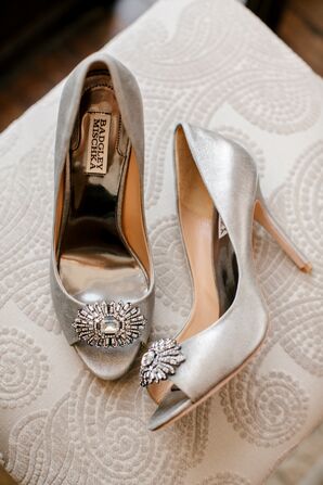 Silver Badgley Mischka Heels with Brooches