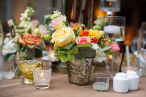 Rose-Filled Mercury Glass Centerpieces
