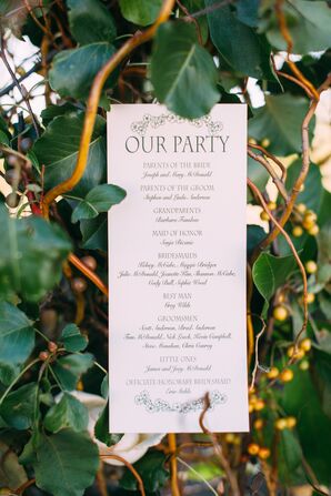 Classic Green and Ivory Wedding Program