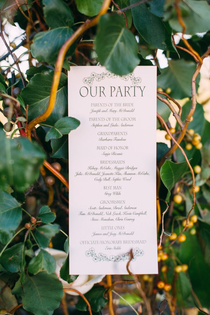 Classic Green and Ivory Wedding Program